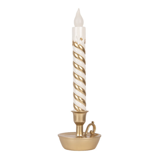 Clayre &amp; Eef | Decoratie kaars met LED Goudkleurig Wit 13x12x39 cm | 6PR6257