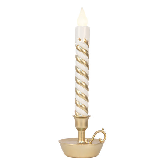 Clayre &amp; Eef | Decoratie kaars met LED Goudkleurig Wit 13x12x39 cm | 6PR6257