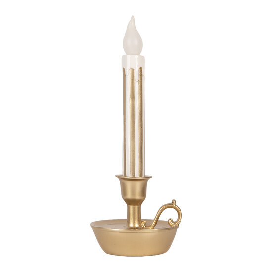 Clayre &amp; Eef | Decoratie kaars met LED Goudkleurig Wit 13x12x32 cm | 6PR6261