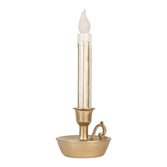Clayre &amp; Eef | Decoratie kaars met LED Goudkleurig Wit 13x12x32 cm | 6PR6261