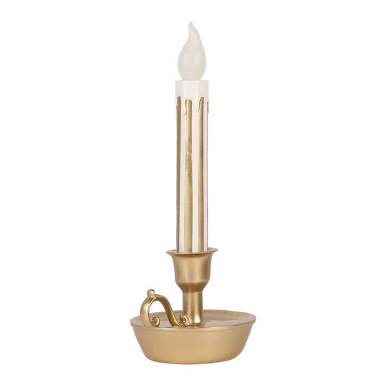 Clayre &amp; Eef | Decoratie kaars met LED Goudkleurig Wit 13x12x32 cm | 6PR6261