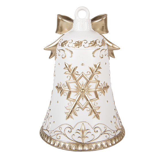 Clayre &amp; Eef | Decoratie Bel Wit goudkleurig &oslash; 18x26 cm | 6PR6262