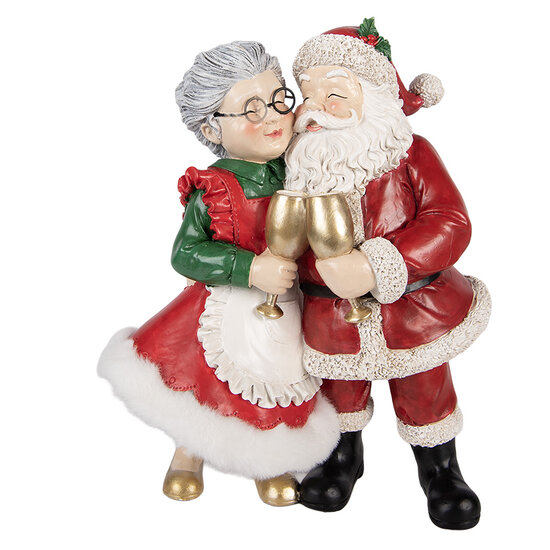 Clayre &amp; Eef | Decoratie Kerstman en kerstvrouw Rood Wit 20x12x26 cm | 6PR6268
