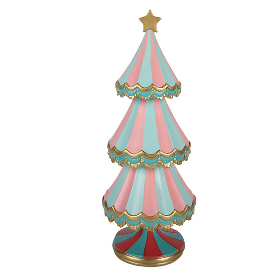 Clayre &amp; Eef | Kerstdecoratie Kerstboom Blauw Roze &oslash; 15x38 cm | 6PR6271