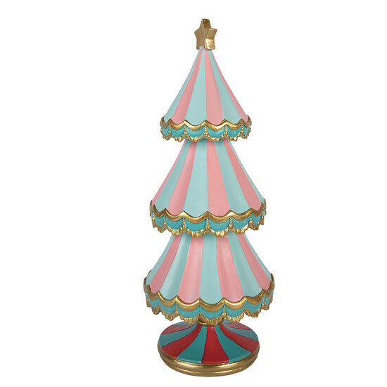Clayre &amp; Eef | Kerstdecoratie Kerstboom Blauw Roze &oslash; 15x38 cm | 6PR6271
