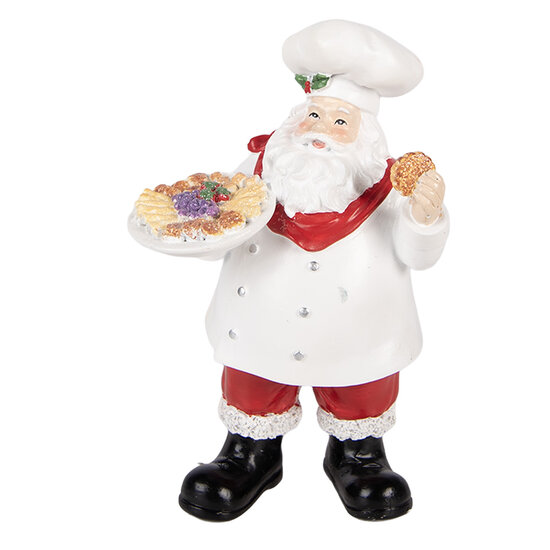 Clayre &amp; Eef | Kerstdecoratie Kerstman Wit Rood 11x8x18 cm | 6PR6280