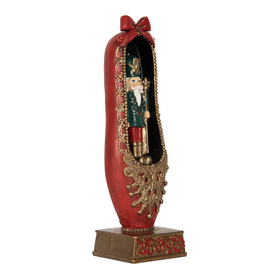 Clayre &amp; Eef | Decoratie notenkraker in balletschoen Rood Goudkleurig 6x6x19 cm | 6PR6315