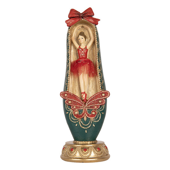 Clayre &amp; Eef | Decoratie Ballerina in balletschoen Rood Groen 7x7x19 cm | 6PR6316