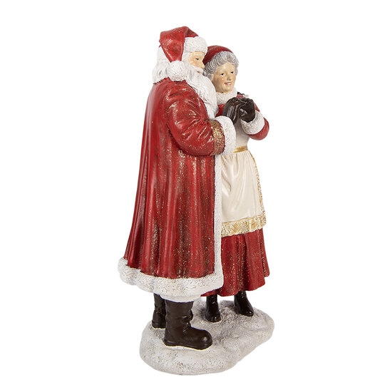 Clayre &amp; Eef | Decoratie Kerstman en kerstvrouw Rood Wit 13x9x23 cm | 6PR6319