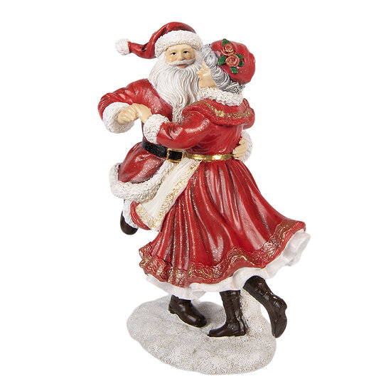 Clayre &amp; Eef | Decoratie Kerstman en kerstvrouw Rood Wit 19x11x23 cm | 6PR6322