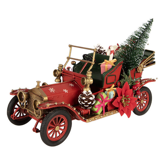 Clayre &amp; Eef | Decoratie Model Auto Rood met kerstdecoratie 25x10x17  cm | 6Y6227