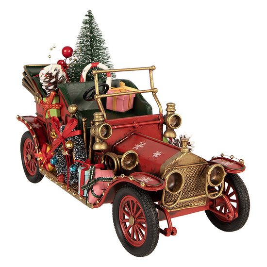 Clayre &amp; Eef | Decoratie Model Auto Rood met kerstdecoratie 25x10x17  cm | 6Y6227