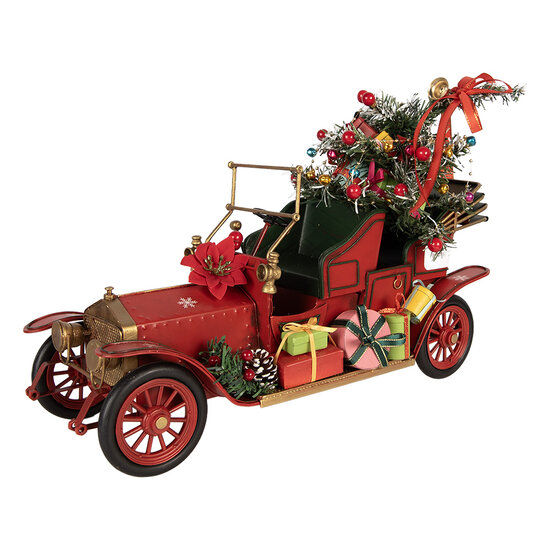Clayre &amp; Eef | Decoratie Model Auto Rood met kerstdecoratie 38x16x27 cm | 6Y6228