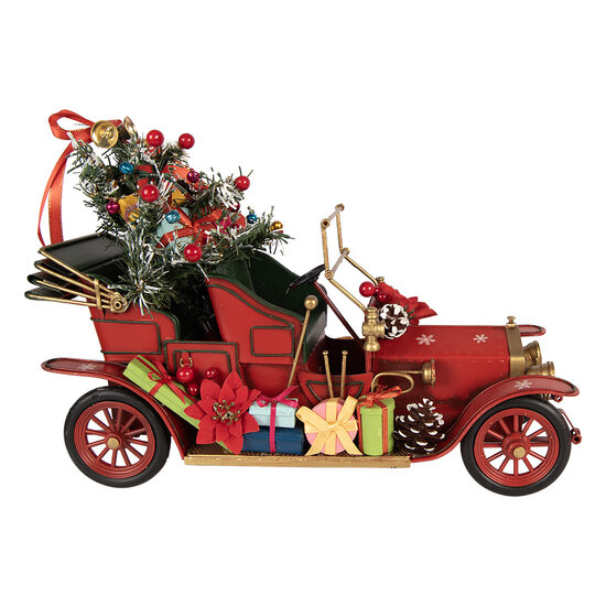 Clayre &amp; Eef | Decoratie Model Auto Rood met kerstdecoratie 38x16x27 cm | 6Y6228