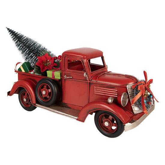 Clayre &amp; Eef | Decoratie Model Auto met kerstdecoratie Rood 39x15x18 cm | 6Y6229