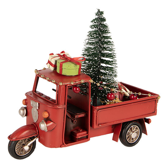 Clayre &amp; Eef | Decoratie Driewieler rood met kerstdecoratie 17x7x14 cm | 6Y6231