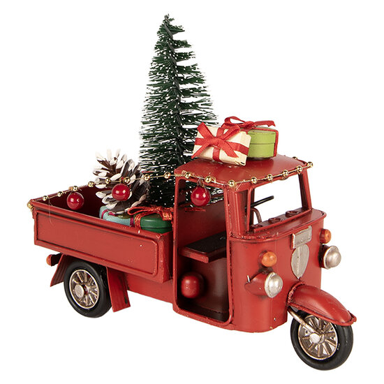 Clayre &amp; Eef | Decoratie Driewieler rood met kerstdecoratie 17x7x14 cm | 6Y6231