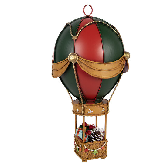 Clayre &amp; Eef | Decoratie luchtballon met kerstdecoratie Rood &oslash; 12x27 cm | 6Y6233