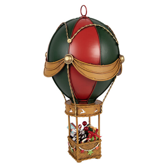 Clayre &amp; Eef | Decoratie luchtballon met kerstdecoratie Rood &oslash; 12x27 cm | 6Y6233