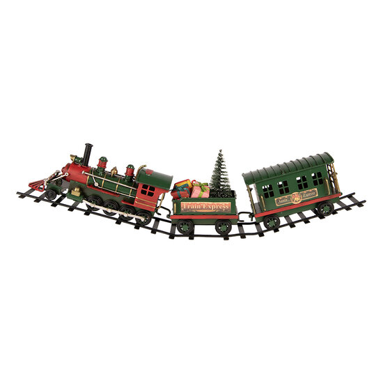 Clayre &amp; Eef | Decoratie Trein met kerstdecoratie Groen 42x5x12 cm | 6Y6234