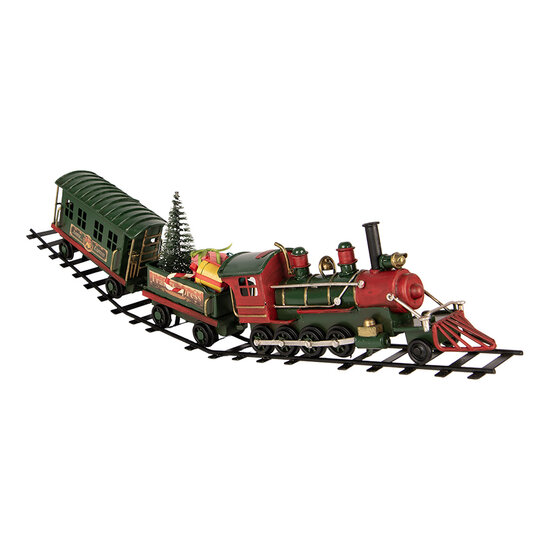 Clayre &amp; Eef | Decoratie Trein met kerstdecoratie Groen 42x5x12 cm | 6Y6234