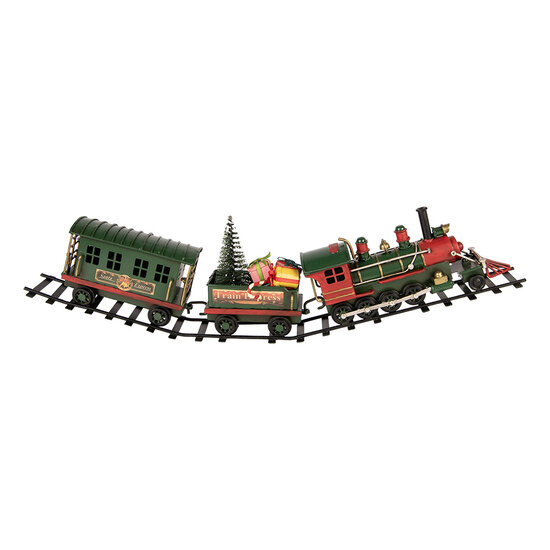 Clayre &amp; Eef | Decoratie Trein met kerstdecoratie Groen 42x5x12 cm | 6Y6234