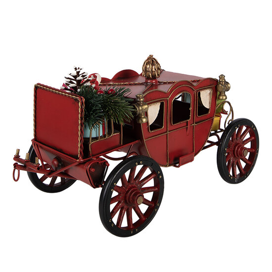 Clayre &amp; Eef | Koets met kerstdecoratie Rood Goudkleurig 32x17x17 cm | 6Y6235