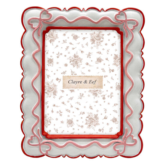 Clayre &amp; Eef | Fotolijst Wit Rood 15x2x20 cm / 10x15 cm | 2F1393