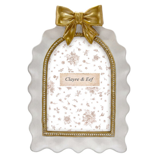 Clayre &amp; Eef | Fotolijst Wit Goudkleurig 15x3x21 cm / 10x15 cm | 2F1399