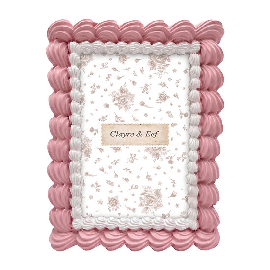 Clayre &amp; Eef | Fotolijst Roze Wit 15x2x20 cm / 10x15 cm | 2F1400