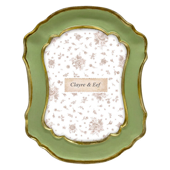 Clayre &amp; Eef | Fotolijst Groen Goudkleurig 18x2x23 cm / 13x18 cm | 2F1402