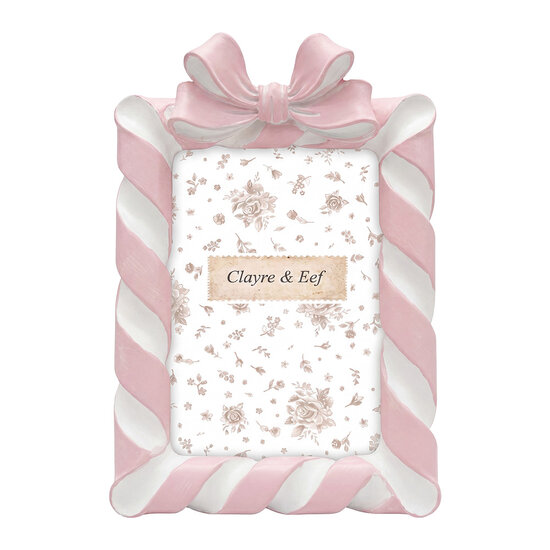 Clayre &amp; Eef | Fotolijst Roze Wit 14x4x21 cm / 10x15 cm | 2F1407