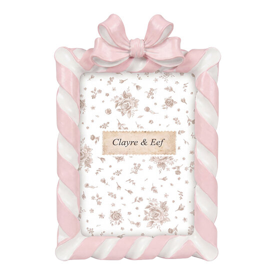 Clayre &amp; Eef | Fotolijst Roze Wit 16x4x24 cm / 13x18 cm | 2F1408