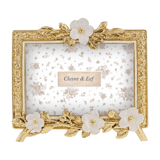 Clayre &amp; Eef | Fotolijst Goudkleurig Wit 18x2x16 cm / 10x15 cm | 2F1424