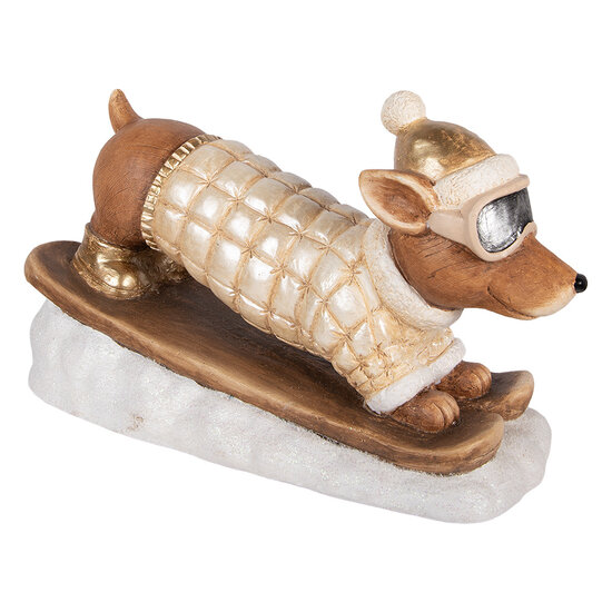 Clayre &amp; Eef | Decoratie Hond Bruin Wit 50x23x29 cm | 5MG0116