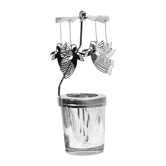 Clayre &amp; Eef | Theelichtcarrousel Zilverkleurig &oslash; 8x17 cm | 65999ZI