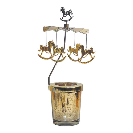 Clayre &amp; Eef | Theelichtcarrousel Goudkleurig &oslash; 8x17 cm | 66081GO