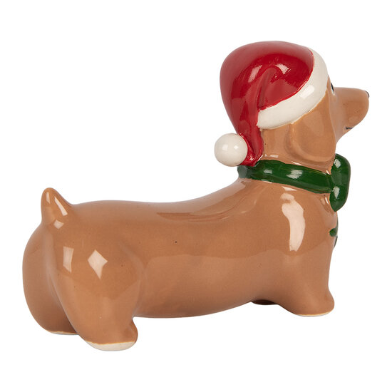 Clayre &amp; Eef | Decoratie Hond Bruin Rood 15x5x11 cm | 6CE2434