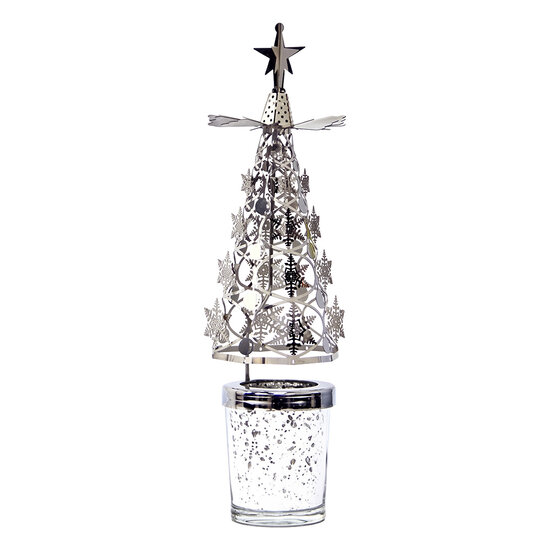 Clayre &amp; Eef | Theelichtcarrousel Zilverkleurig &oslash; 7x26 cm | 66809