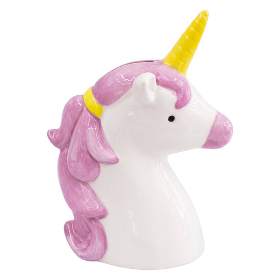 Clayre &amp; Eef | Spaarpot Eenhoorn Wit Roze 12x9x19 cm | 6CE2474