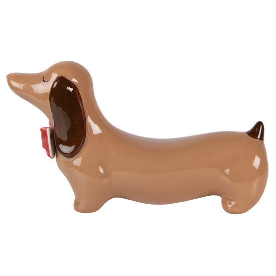 Clayre &amp; Eef | Decoratie Hond Bruin Rood 26x7x15 cm | 6CE2435