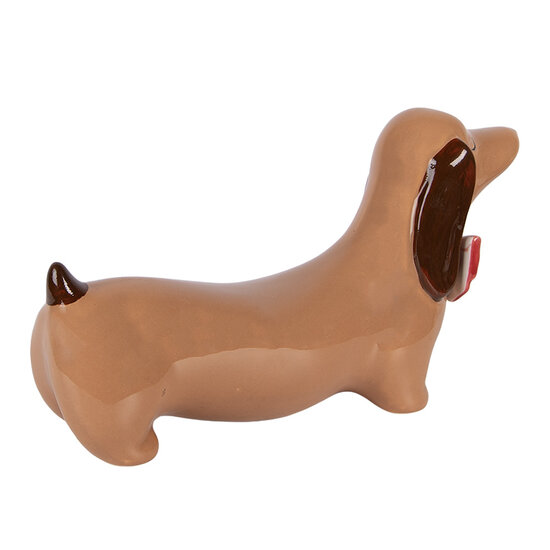 Clayre &amp; Eef | Decoratie Hond Bruin Rood 26x7x15 cm | 6CE2435