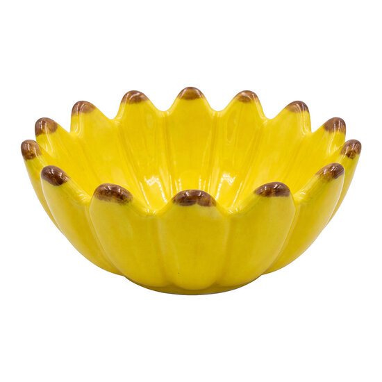 Clayre &amp; Eef | Decoratie schaaltje Bloem Geel Bruin &oslash; 14x8 cm | 6CE2508