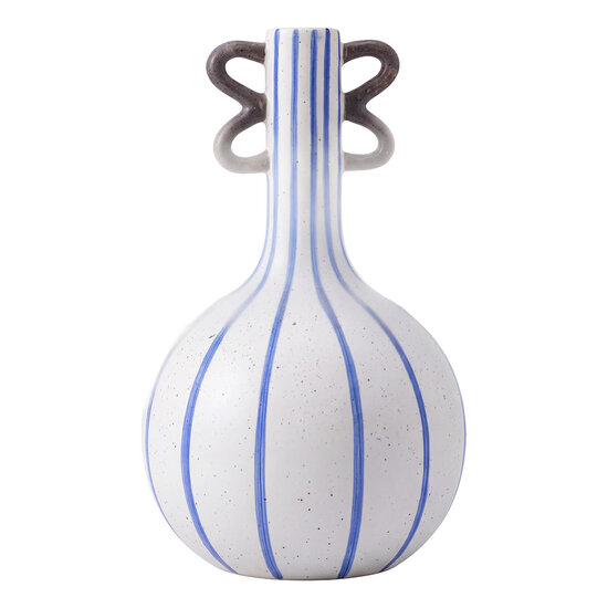 Clayre &amp; Eef | Vaas Wit Blauw &oslash; 15x26 cm | 6CE2513