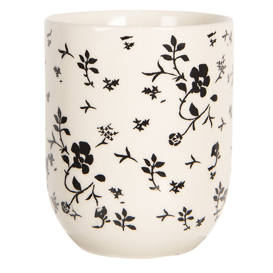 Clayre &amp; Eef | Servies Mok Wit, Zwart &oslash; 6x8 cm / 100 ml | 6CEMU0081