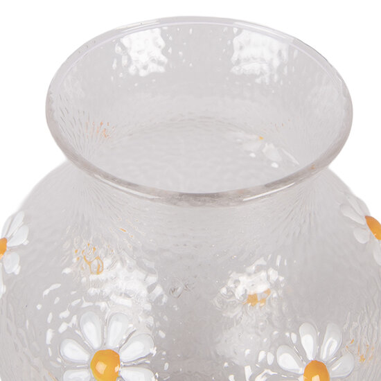 Clayre &amp; Eef | Vazen Glas Transparant Wit &oslash; 13x16 cm | 6GL5510