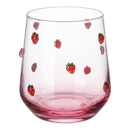 Clayre &amp; Eef | Waterglas Transparant Rood &oslash; 7x11 cm / 320 ml | 6GL5516