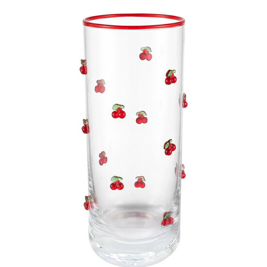 Clayre &amp; Eef | Waterglas Transparant Rood &oslash; 6x15 cm / 350 ml | 6GL5519