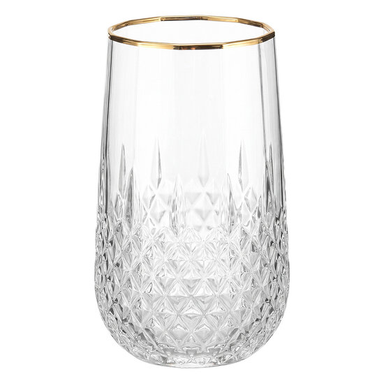Clayre &amp; Eef | Waterglas Transparant Rood &oslash; 7x15 cm / 350 ml | 6GL5530