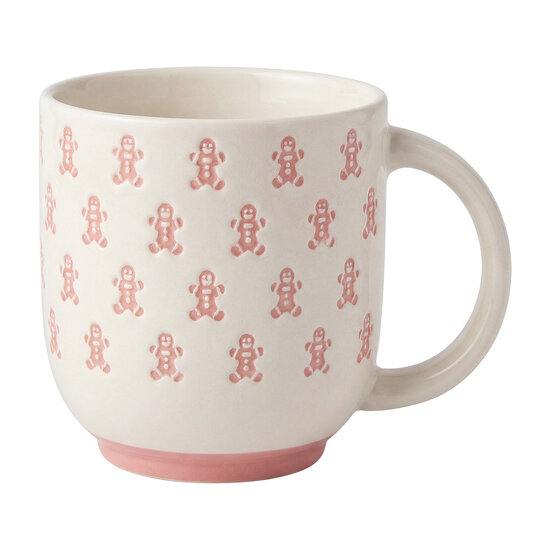 Clayre &amp; Eef | Mok Wit Roze 10x10x6 cm / 480 ml | 6CEMU0256